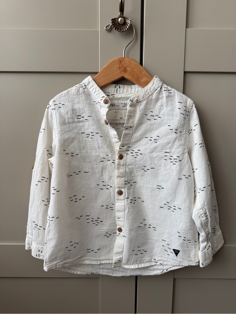 Boys White Printed Button-Up Shirt Zara 2-3Y